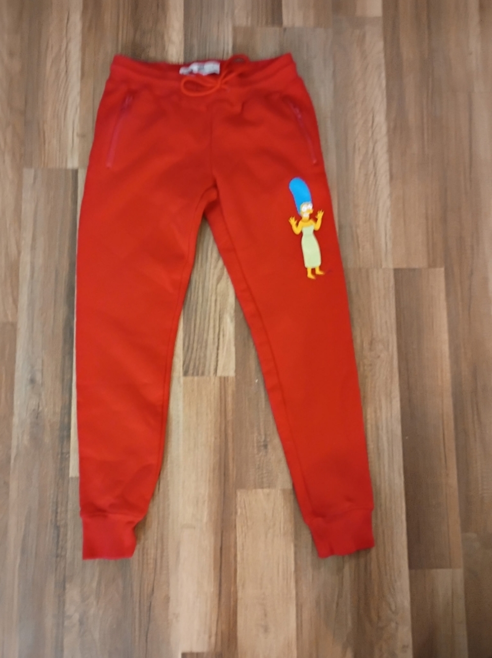 Red Women's Jogger Pants with Cartoon Accent